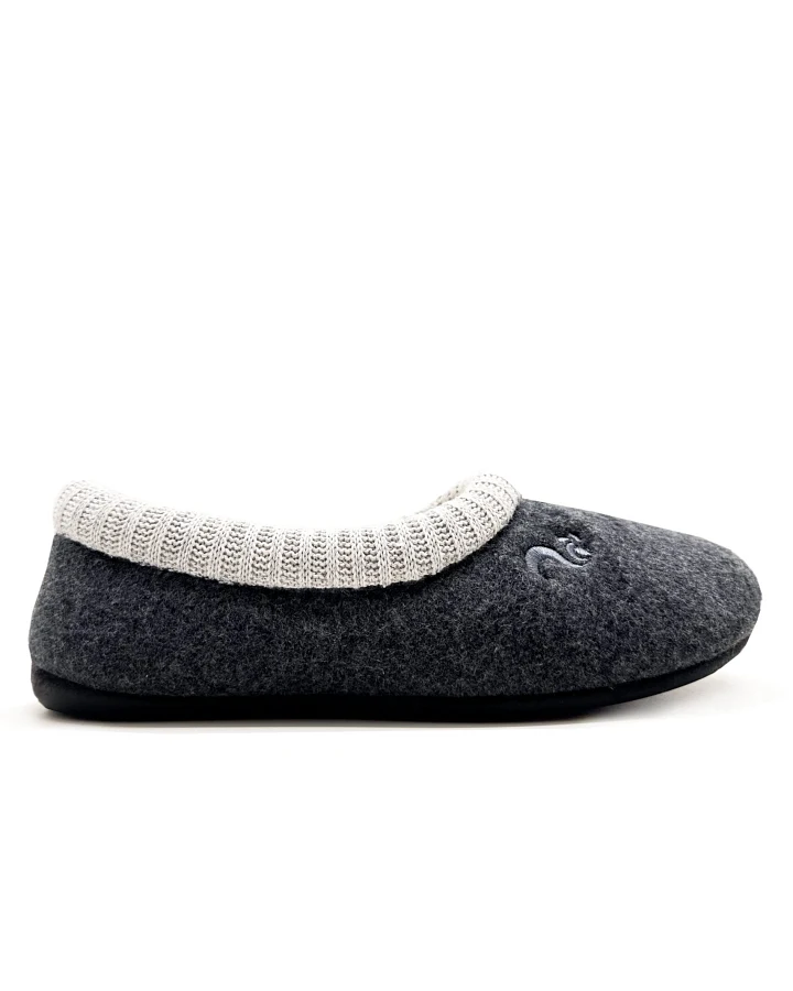 thies Damen vegan Hausschuhe Cozy Home Dunkelgrau (W/X)
