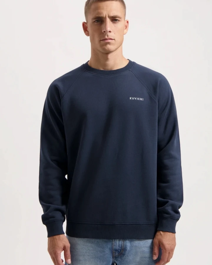 Kuyichi Herren vegan Pullover Raglan Randy Mitternachtsblau