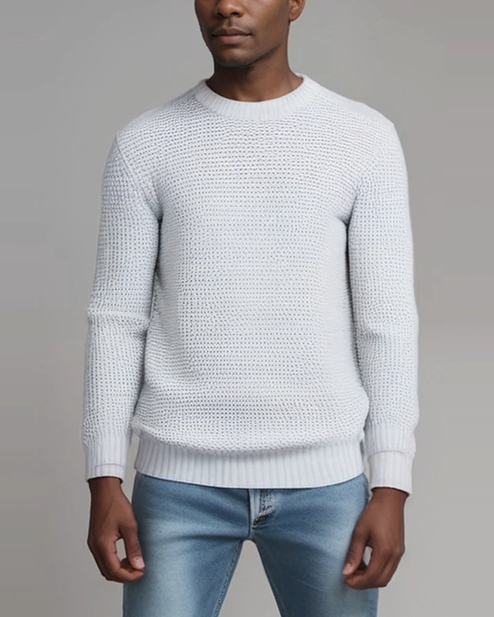 Will's Vegan Store Herren vegan Pullover Chunky Rib Stricken Grau