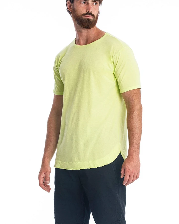 RAVENS VIEW IBIZA Herren vegan Tee Rick Curved Lime Gelb/Grün
