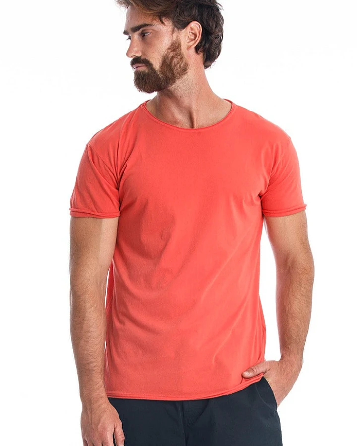 RAVENS VIEW IBIZA Herren vegan T-Shirt Runder Wilder Ausschnitt Radiant Red