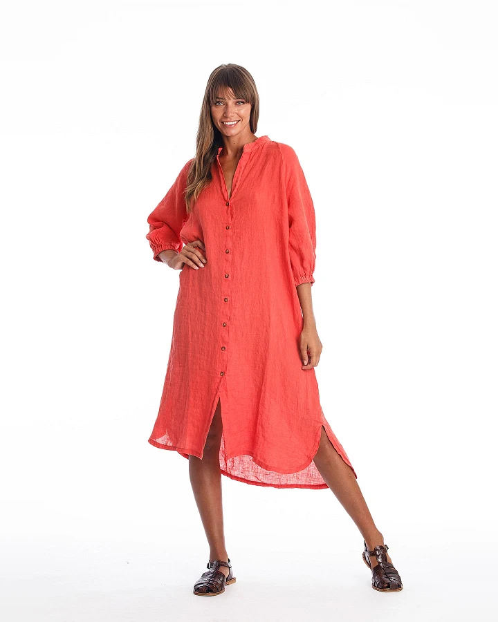 RAVENS VIEW IBIZA Damen vegan Hemdkleid Mei Radiant Red
