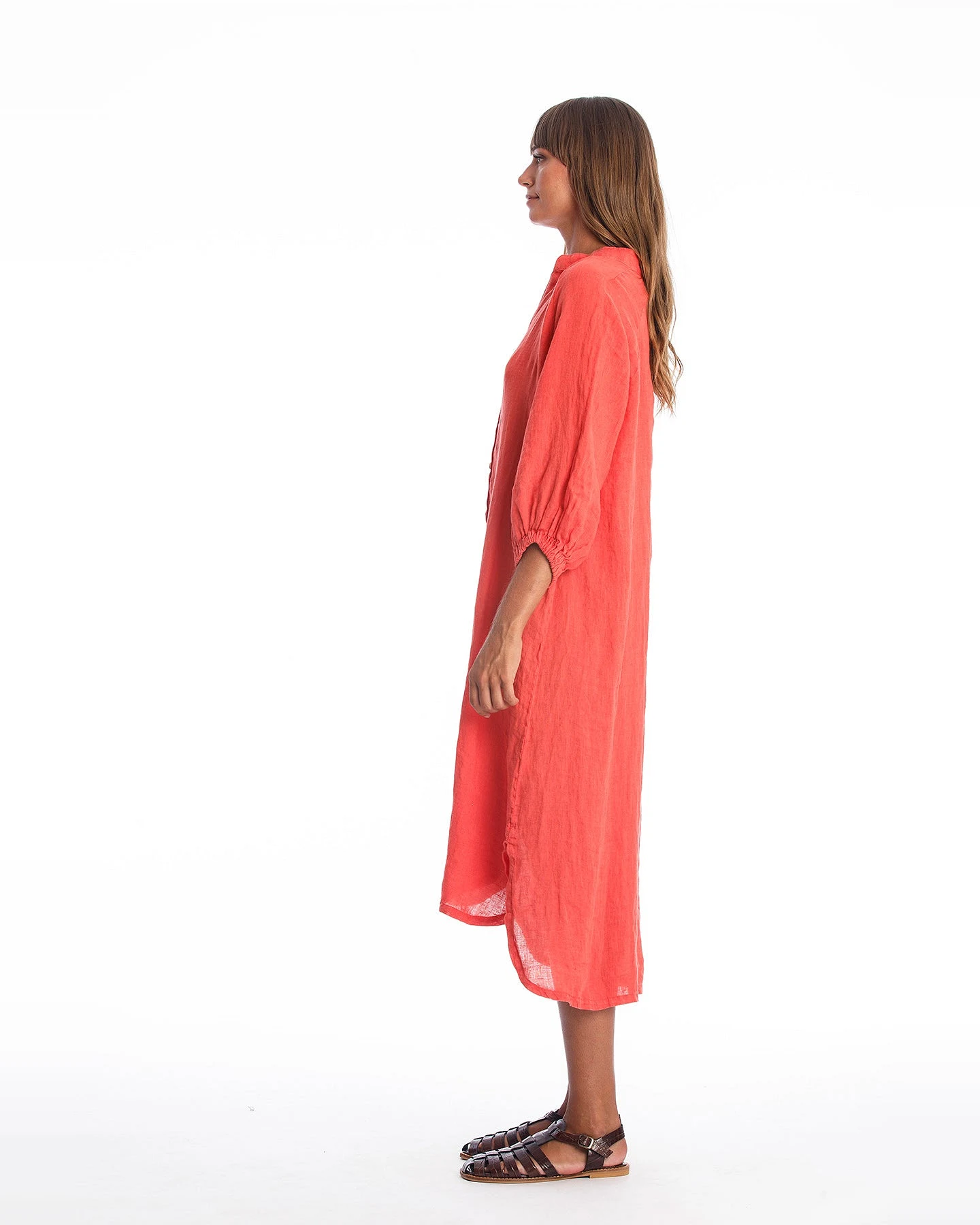 RAVENS VIEW IBIZA Damen vegan Hemdkleid Mei Radiant Red – Ansicht 2
