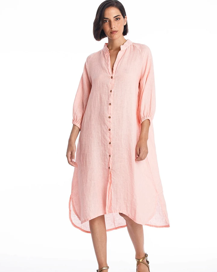 RAVENS VIEW IBIZA Damen vegan Hemdkleid Mei Pink Panther