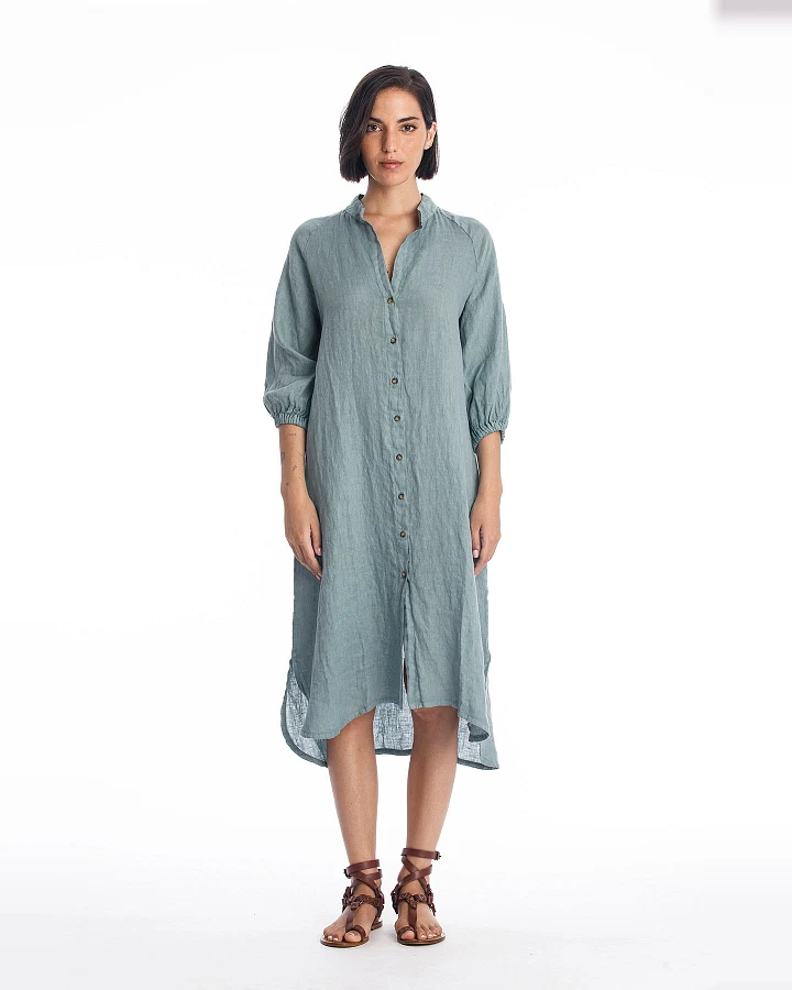 RAVENS VIEW IBIZA Damen vegan Hemdkleid Mei Chinois Grün