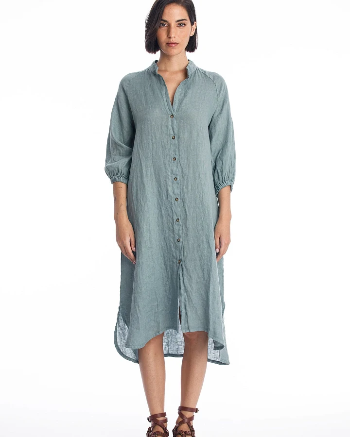 RAVENS VIEW IBIZA Damen vegan Hemdkleid Mei Chinois Grün