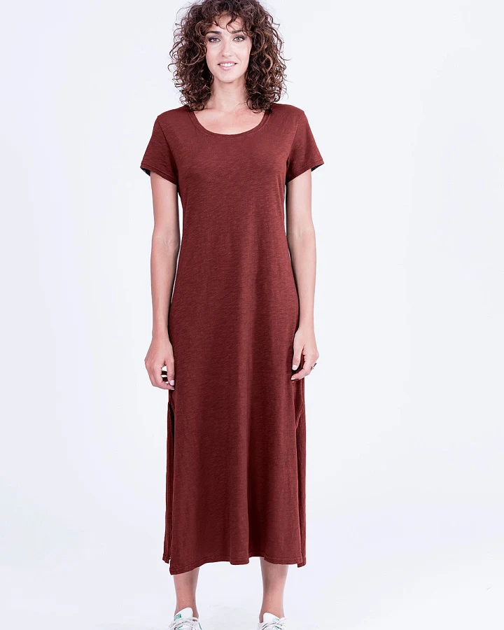 RAVENS VIEW IBIZA Damen vegan Kleid Uma Dunkel Granat