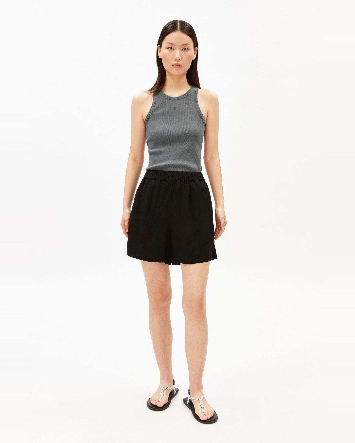 Shorts Linen Blend Schwarz – Ansicht 2
