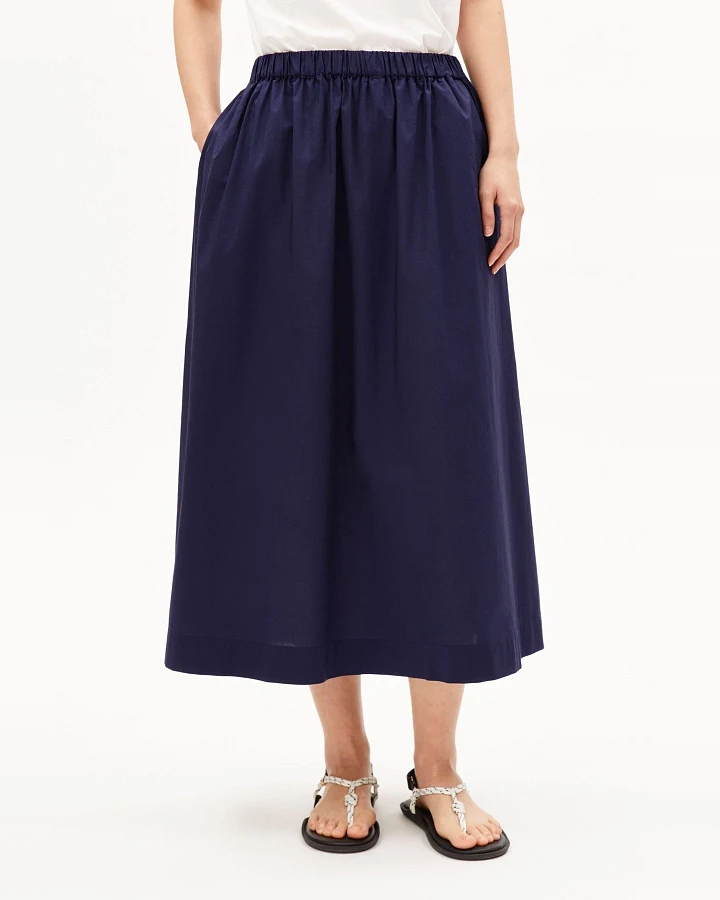 Rock Poplin Midi A-Line Blau