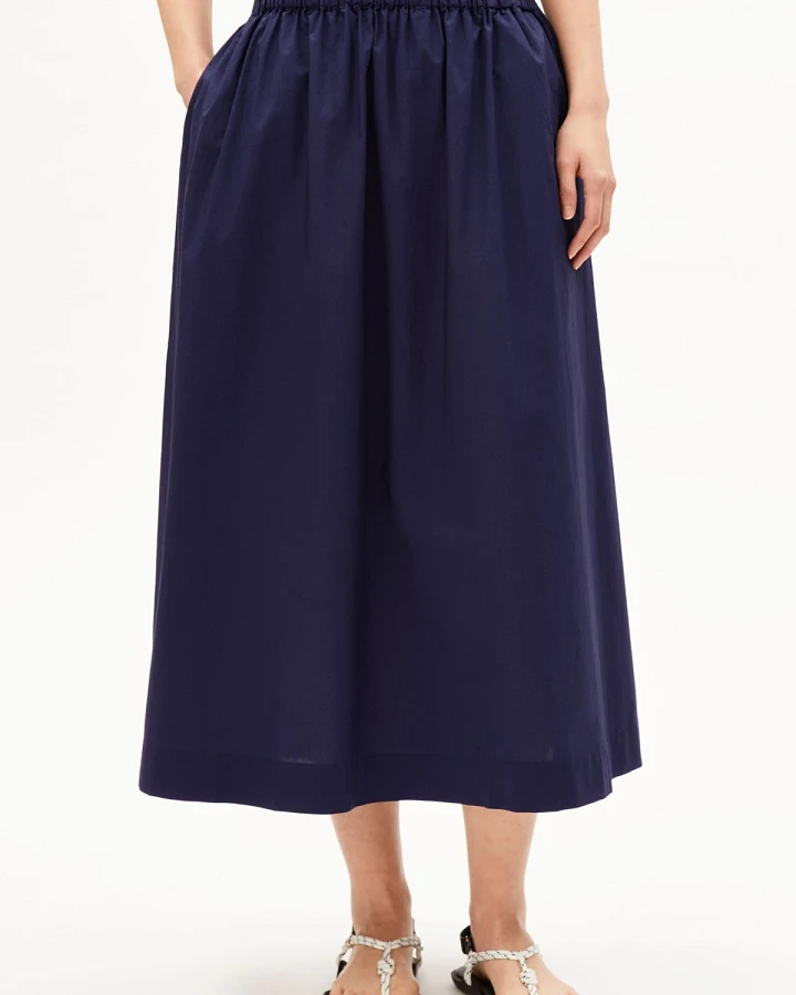 Rock Poplin Midi A-Line Blau