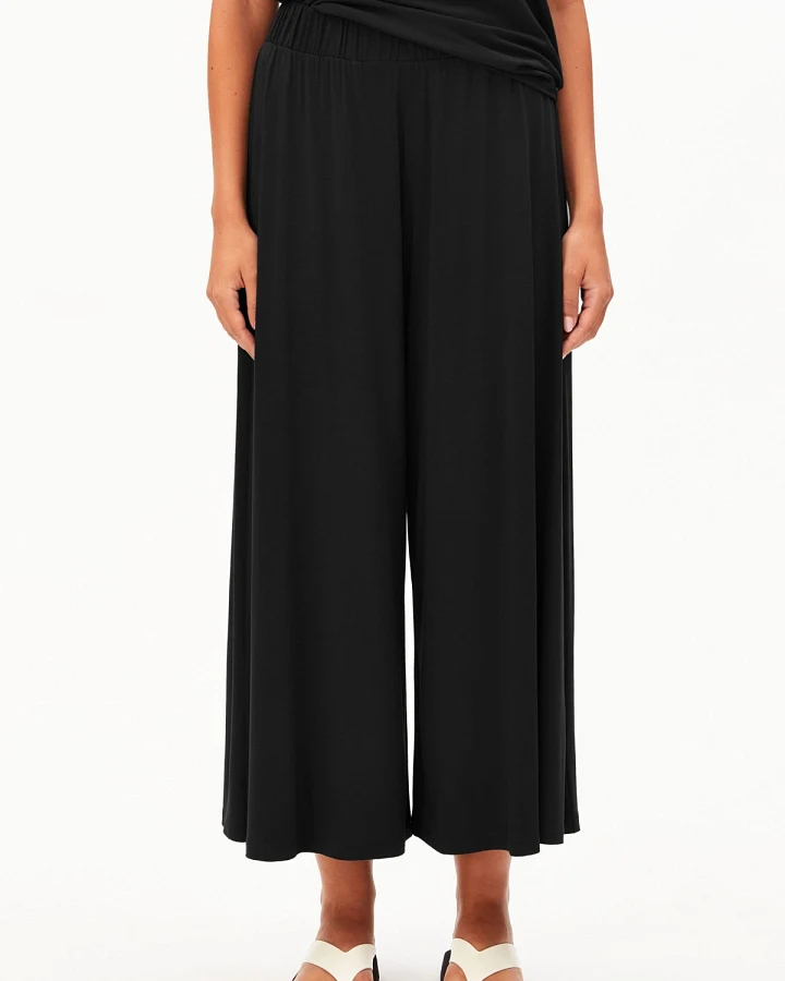 Hose Jersey Cropped Schwarz