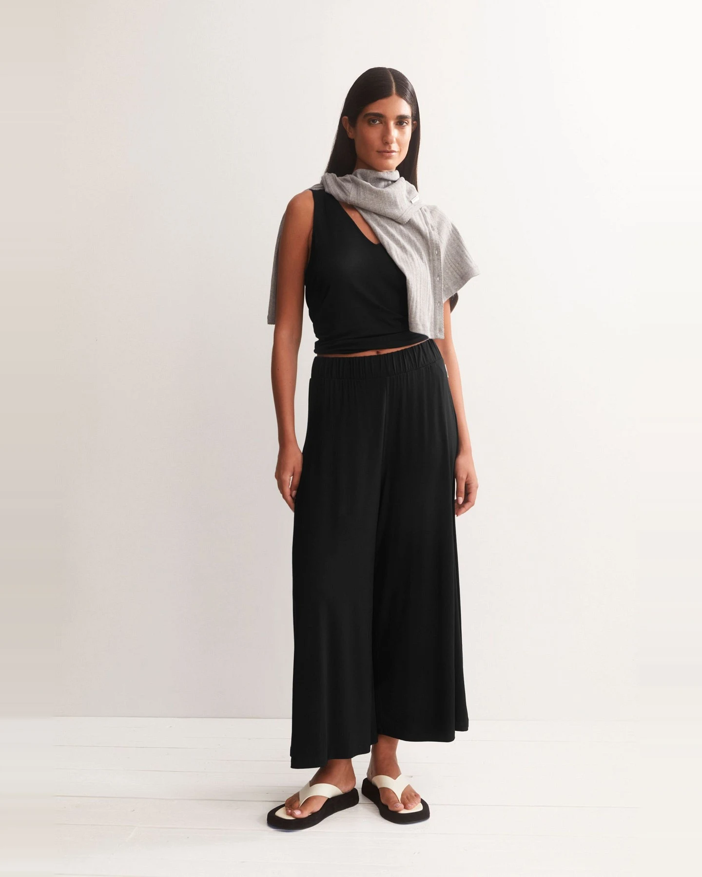 Hose Jersey Cropped Schwarz – Ansicht 5