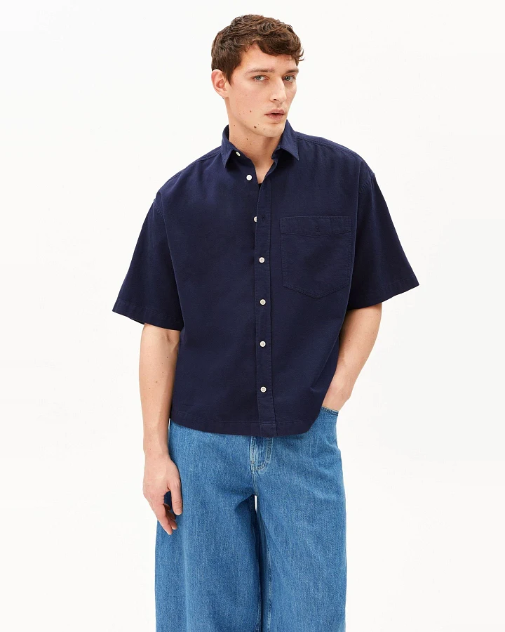 Hemd Lino Short Blau