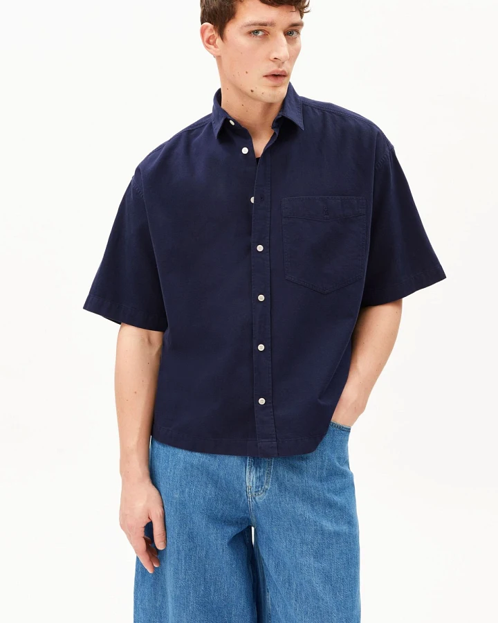Hemd Lino Short Blau