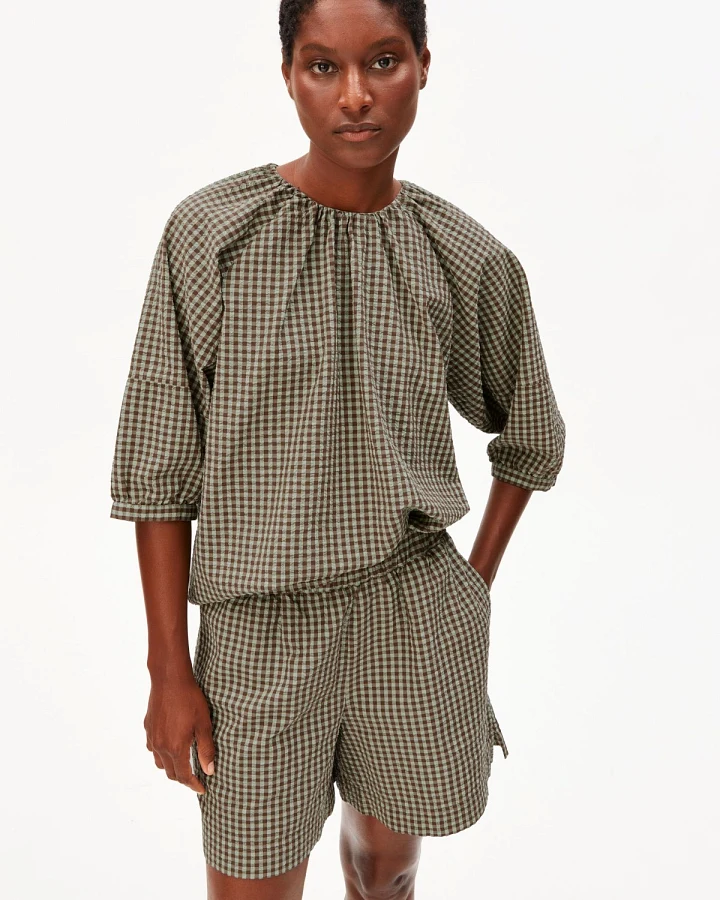 Bluse Vichy Seersucker Grün