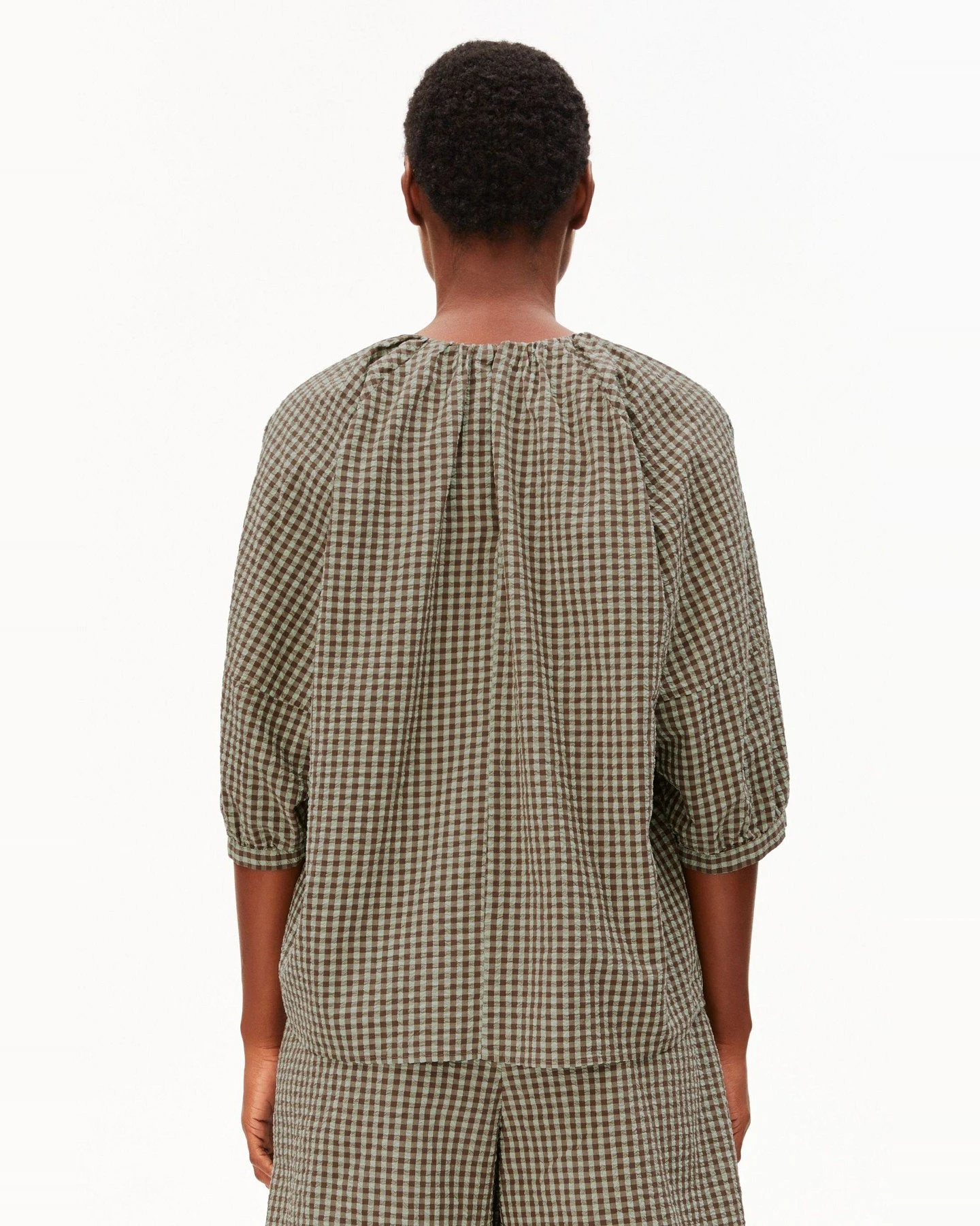 Bluse Vichy Seersucker Grün – Ansicht 2