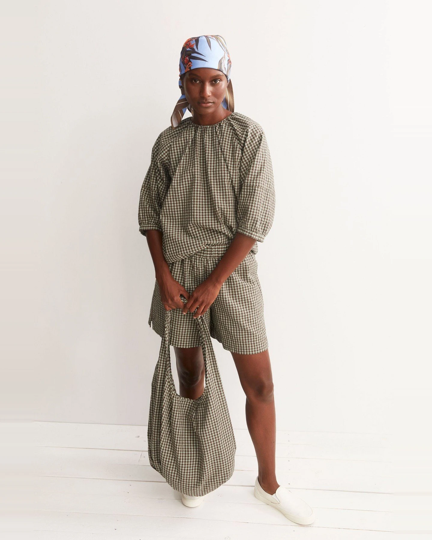 Bluse Vichy Seersucker Grün – Ansicht 5
