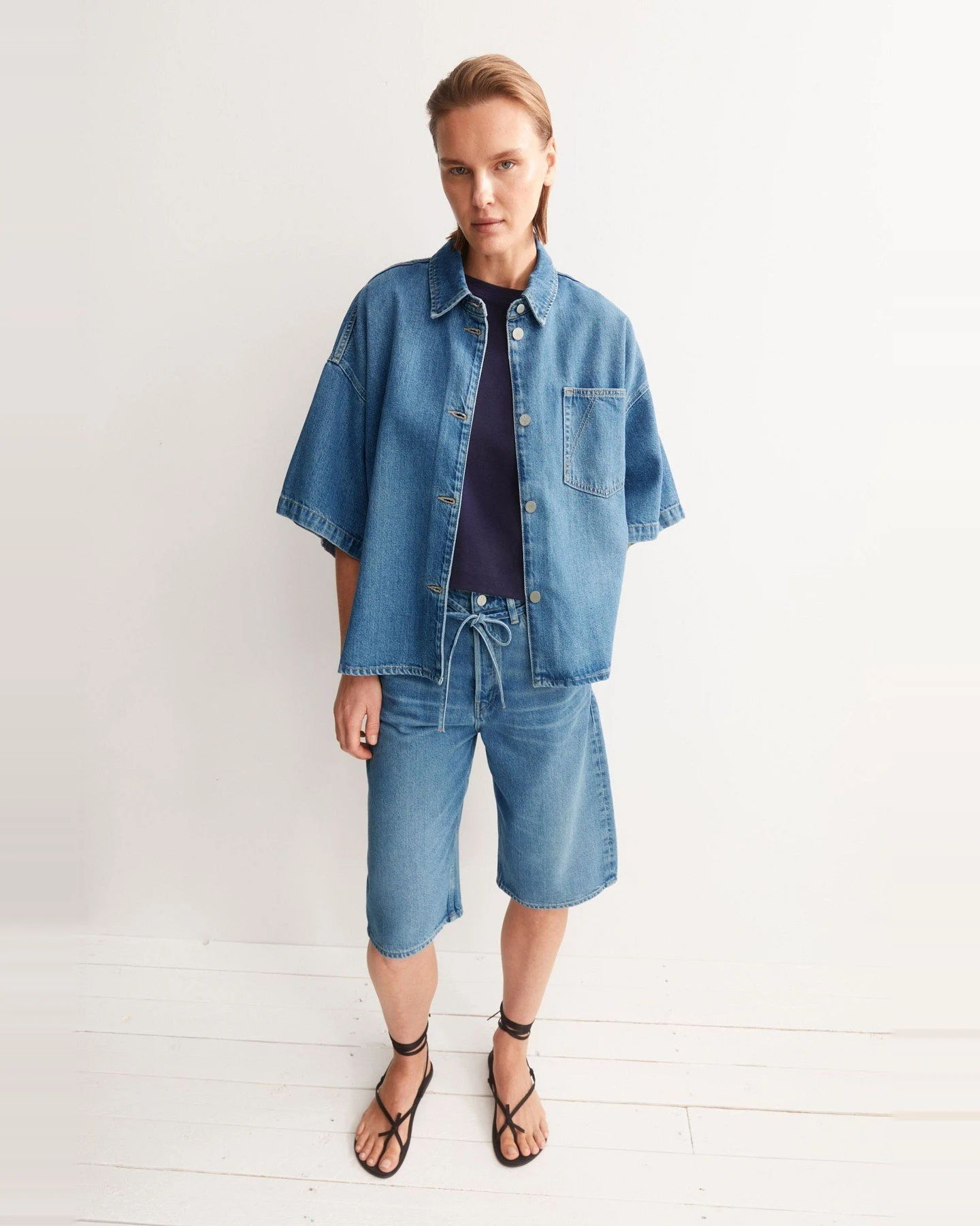 Bluse Denim Overshirt Blau – Ansicht 5