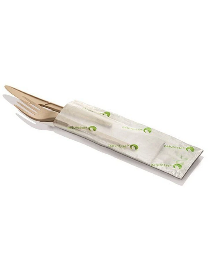 naturesse® 3 tlg. Besteck Set mit Messer, Gabel und Serviette