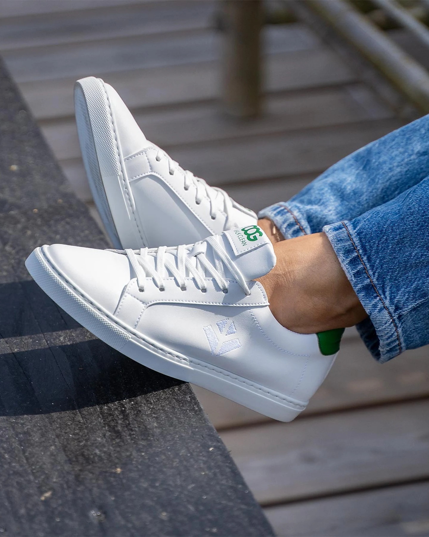 COG Herren vegan Sneaker Winton Müsli Weiß Grün – Ansicht 2