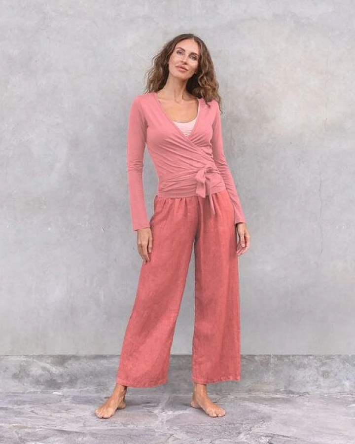 Jaya YAEL Damen - Wickeljacke für Yoga und Freizeit aus Biobaumwolle - rosewater