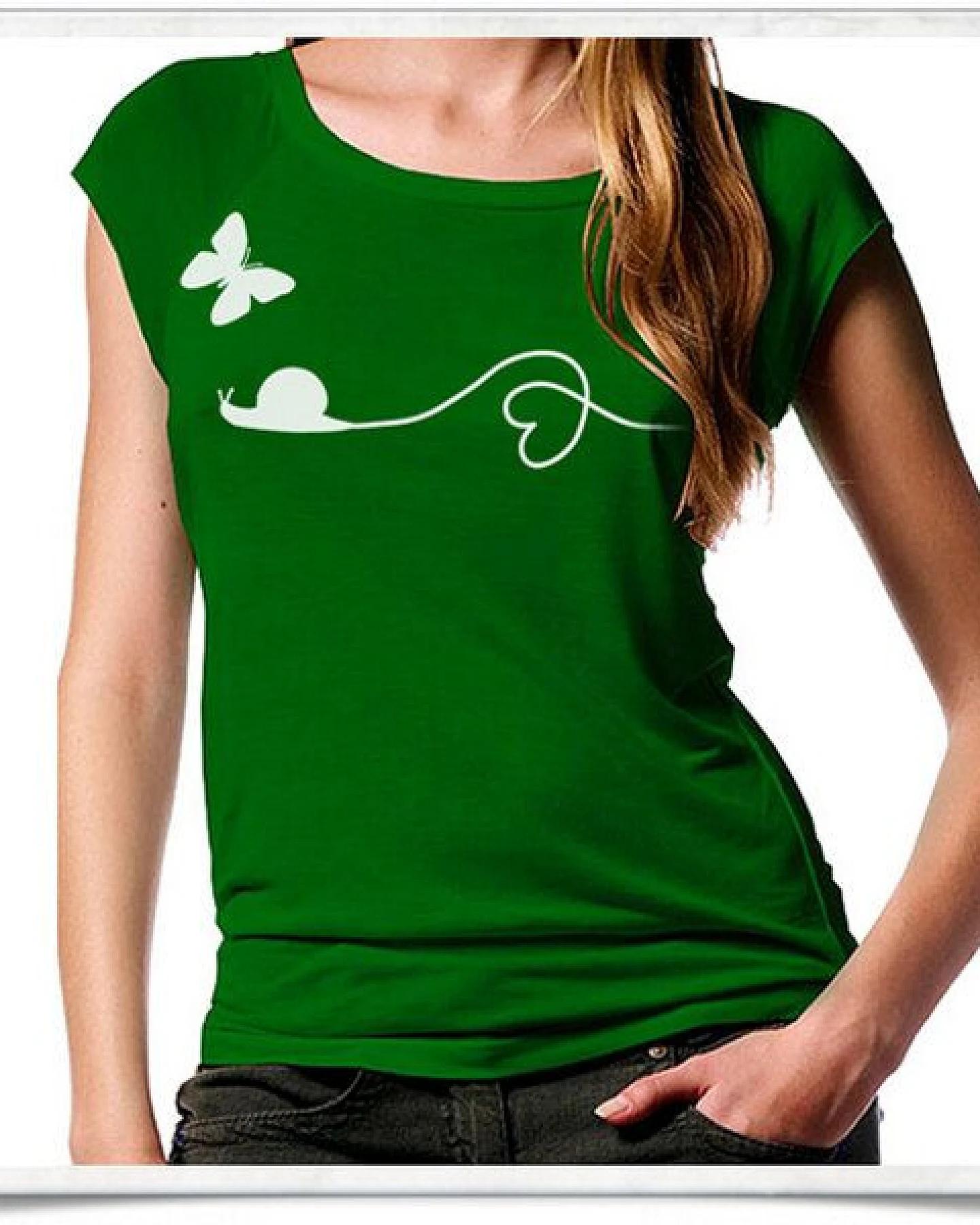 Picopoc Schnecke und Schmettelring Bambus-T-Shirt in grün – Ansicht 3