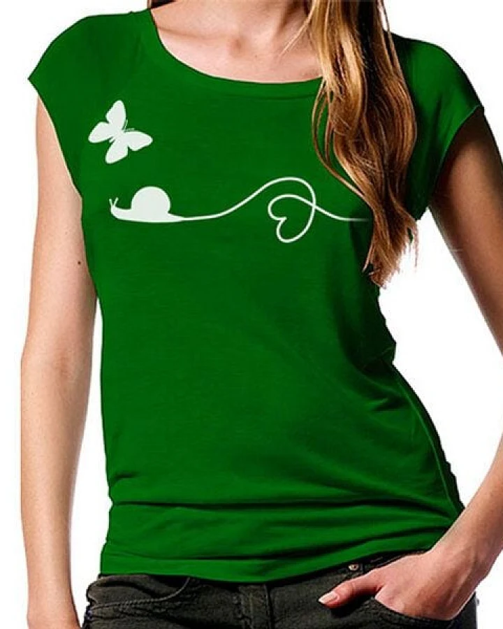 Picopoc Schnecke und Schmettelring Bambus-T-Shirt in grün