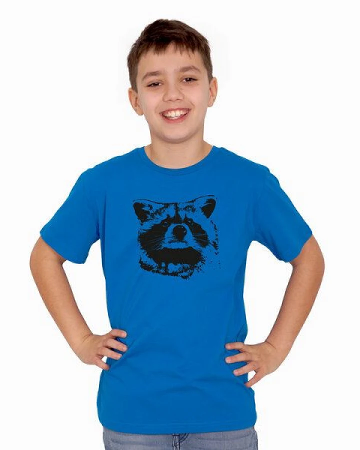 HANDGEDRUCKT "Waschbär" Kinder T-Shirt Baumwolle (kbA)