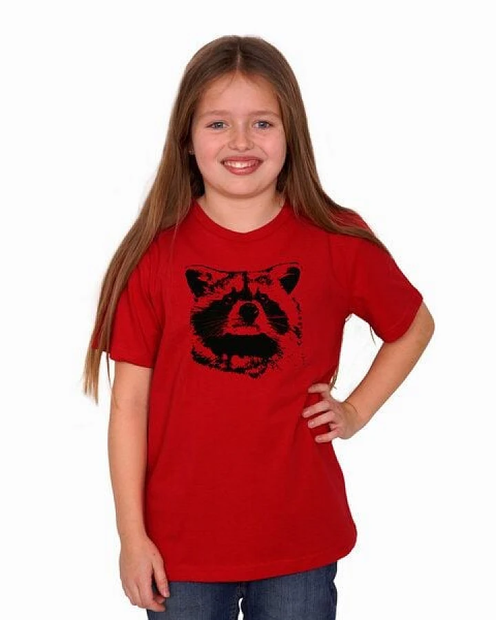 HANDGEDRUCKT "Waschbär" Kinder T-Shirt Baumwolle (kbA)