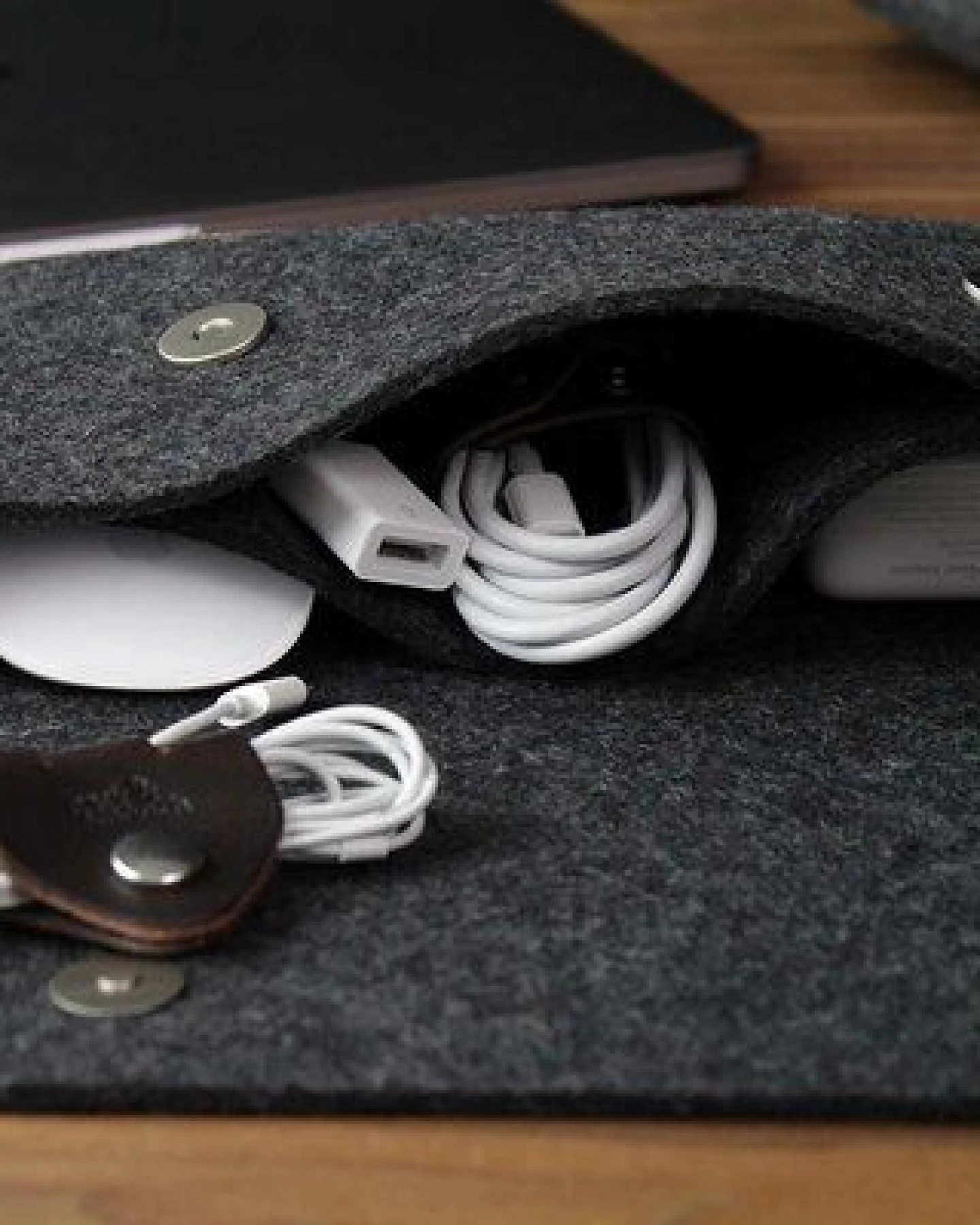 Pack & Smooch Kabel-Tasche, Zubehör Tasche CORRIEDALE XS Wollfilz, Leder (Mulesing-frei) – Ansicht 3