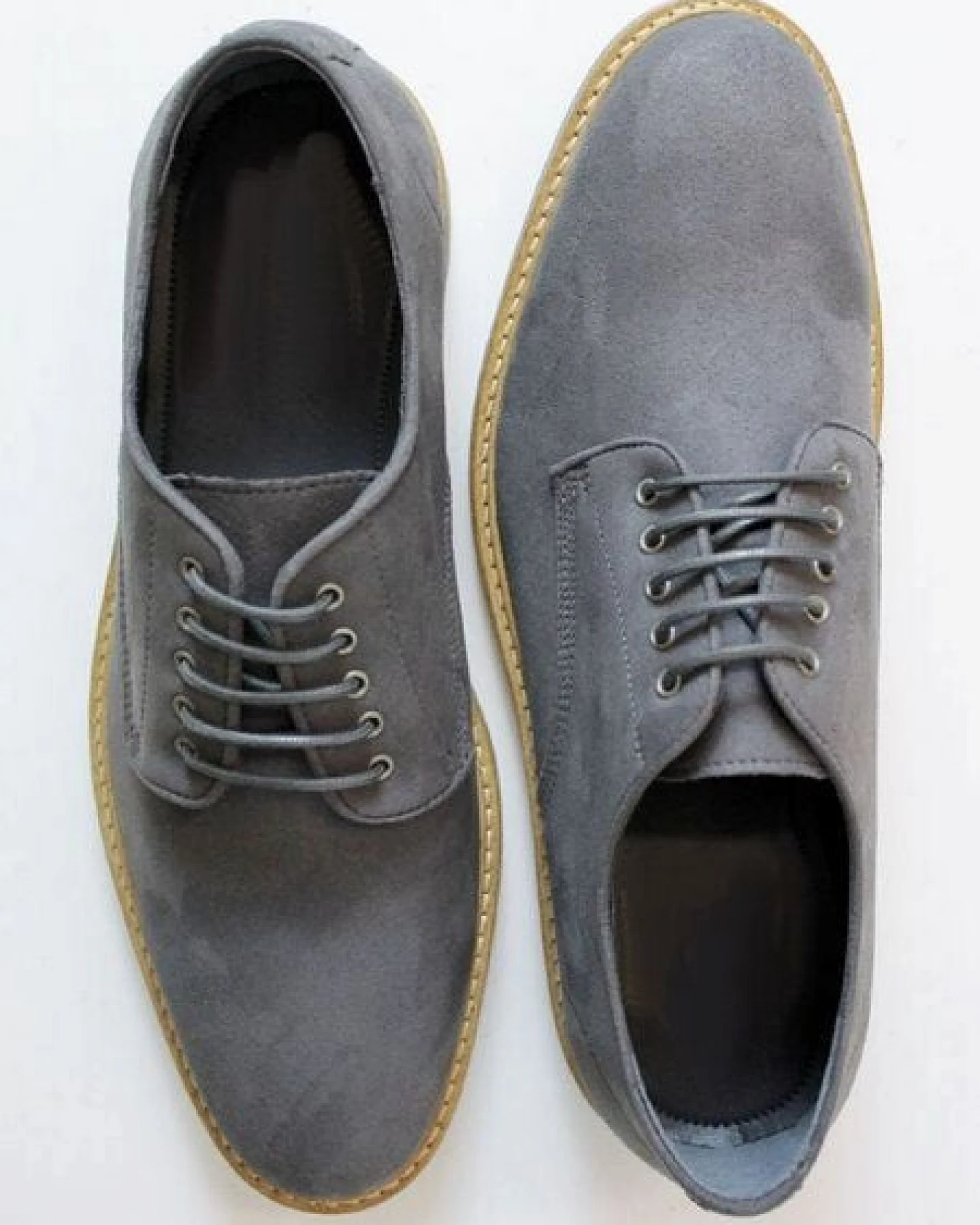 Will's Vegan Shop Signature Derbys Graues Veganes Nubukleder Herren – Ansicht 3