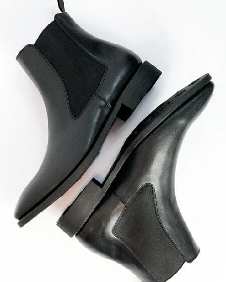 Will's Vegan Shop Goodyear Welt Chelsea-Boots Schwarz Herren