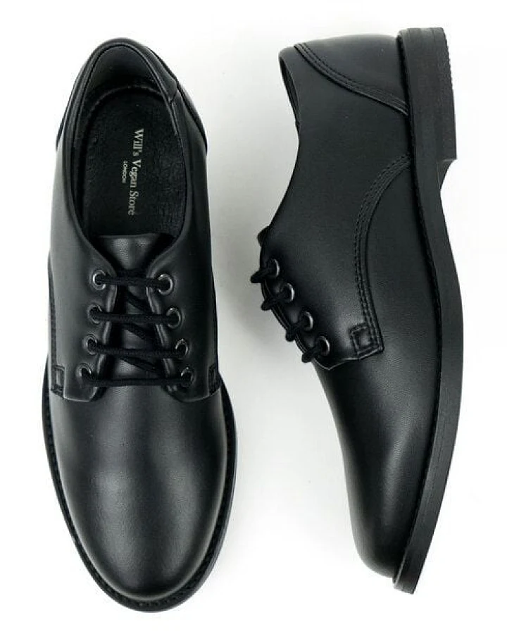 Will's Vegan Shop Kids Derbys Schwarz Unisex