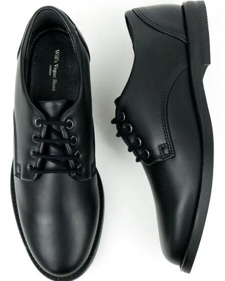 Will's Vegan Shop Kids Derbys Schwarz Unisex