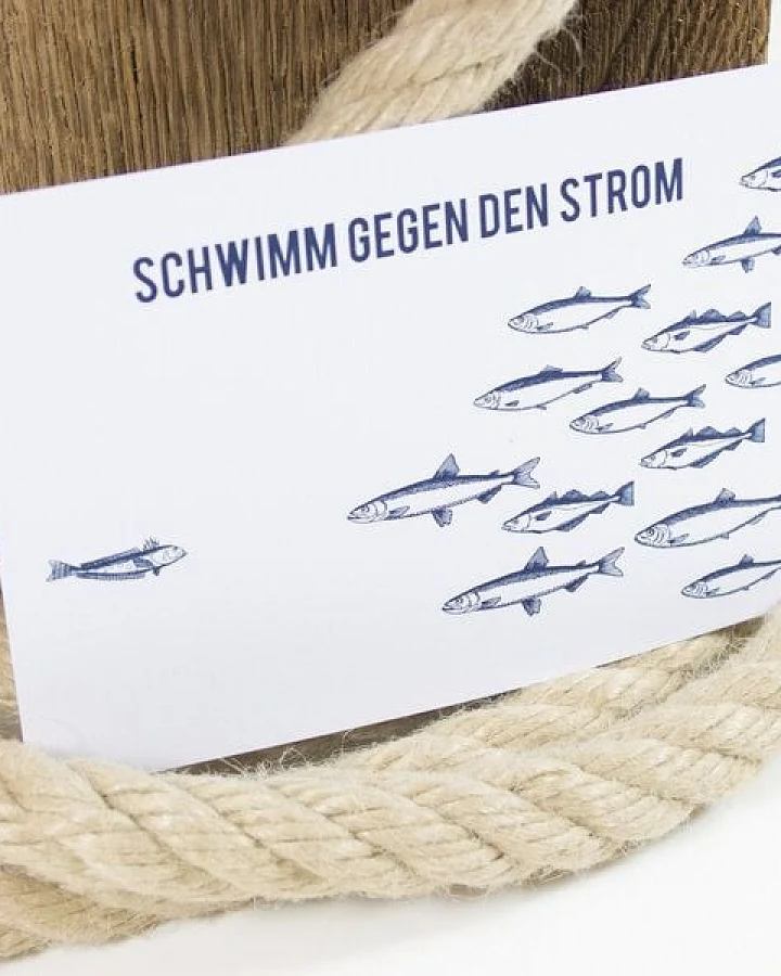 Bow & Hummingbird Postkarte Gegen den Strom