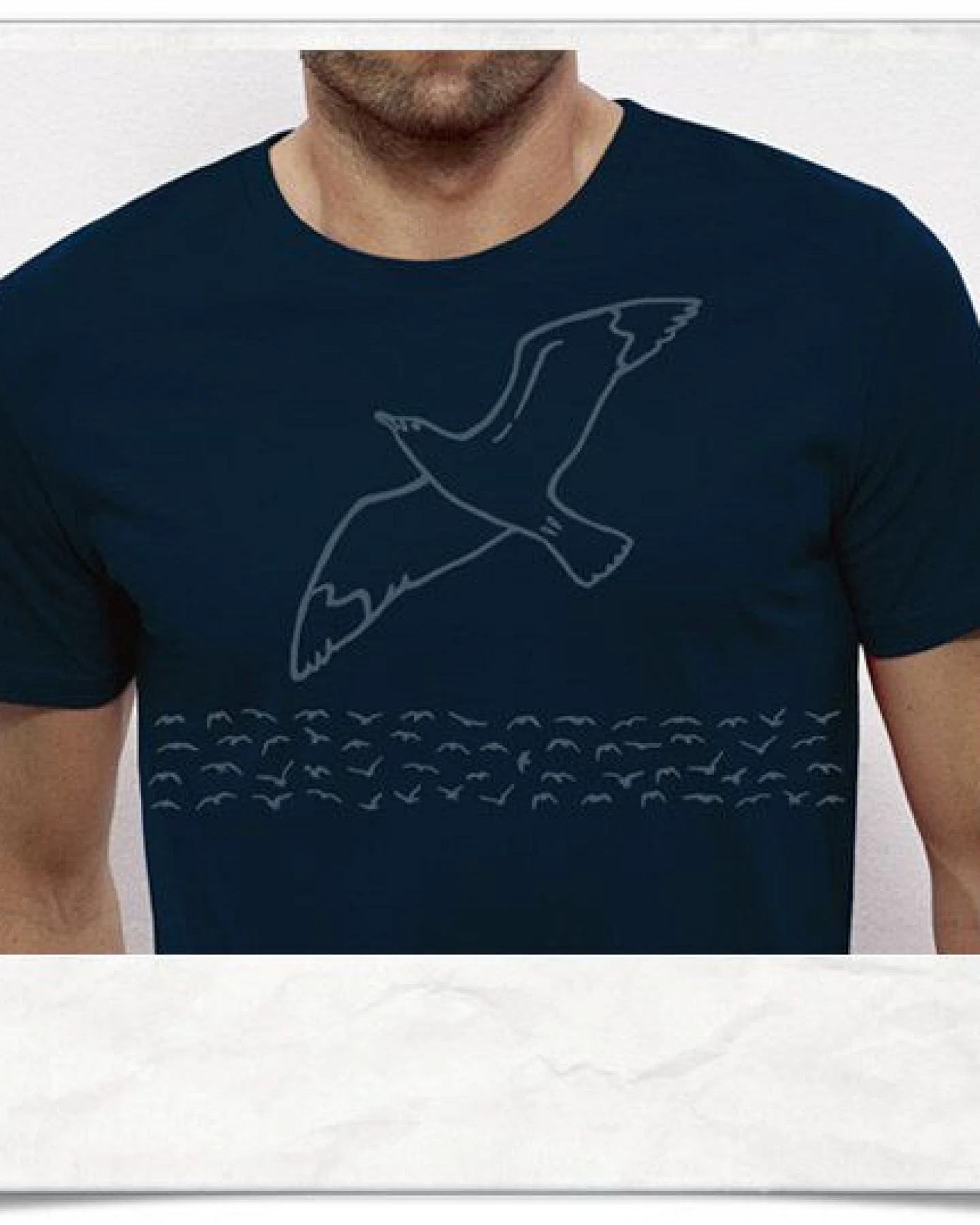 Picopoc Möwe / Möwen T-Shirt für Männer in Navy / Dunkelblau – Ansicht 2