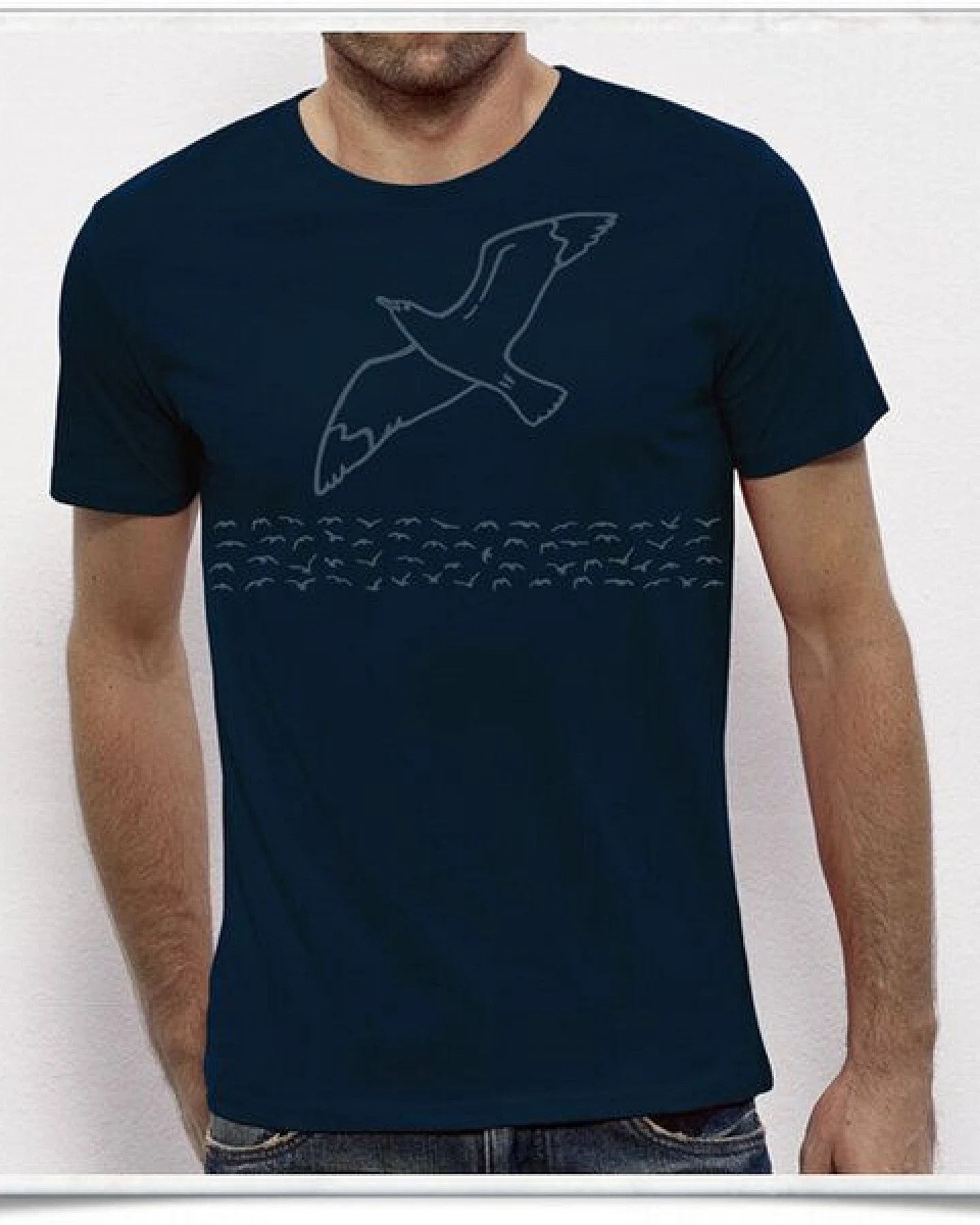 Picopoc Möwe / Möwen T-Shirt für Männer in Navy / Dunkelblau – Ansicht 4