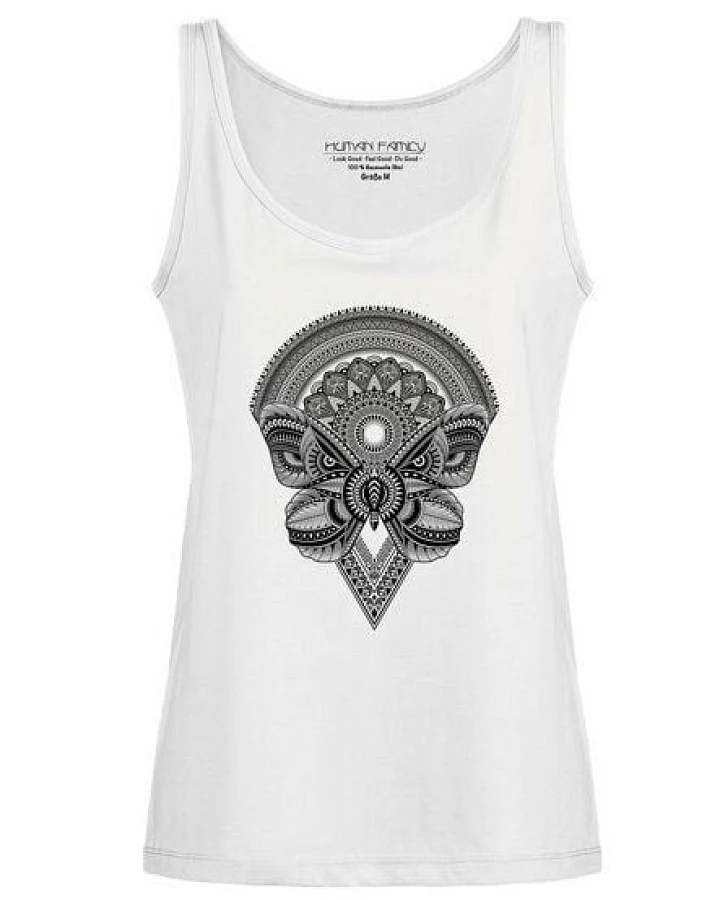 Human Family Weitfließendes Damen Tanktop "Flow Butterfly" in weiß
