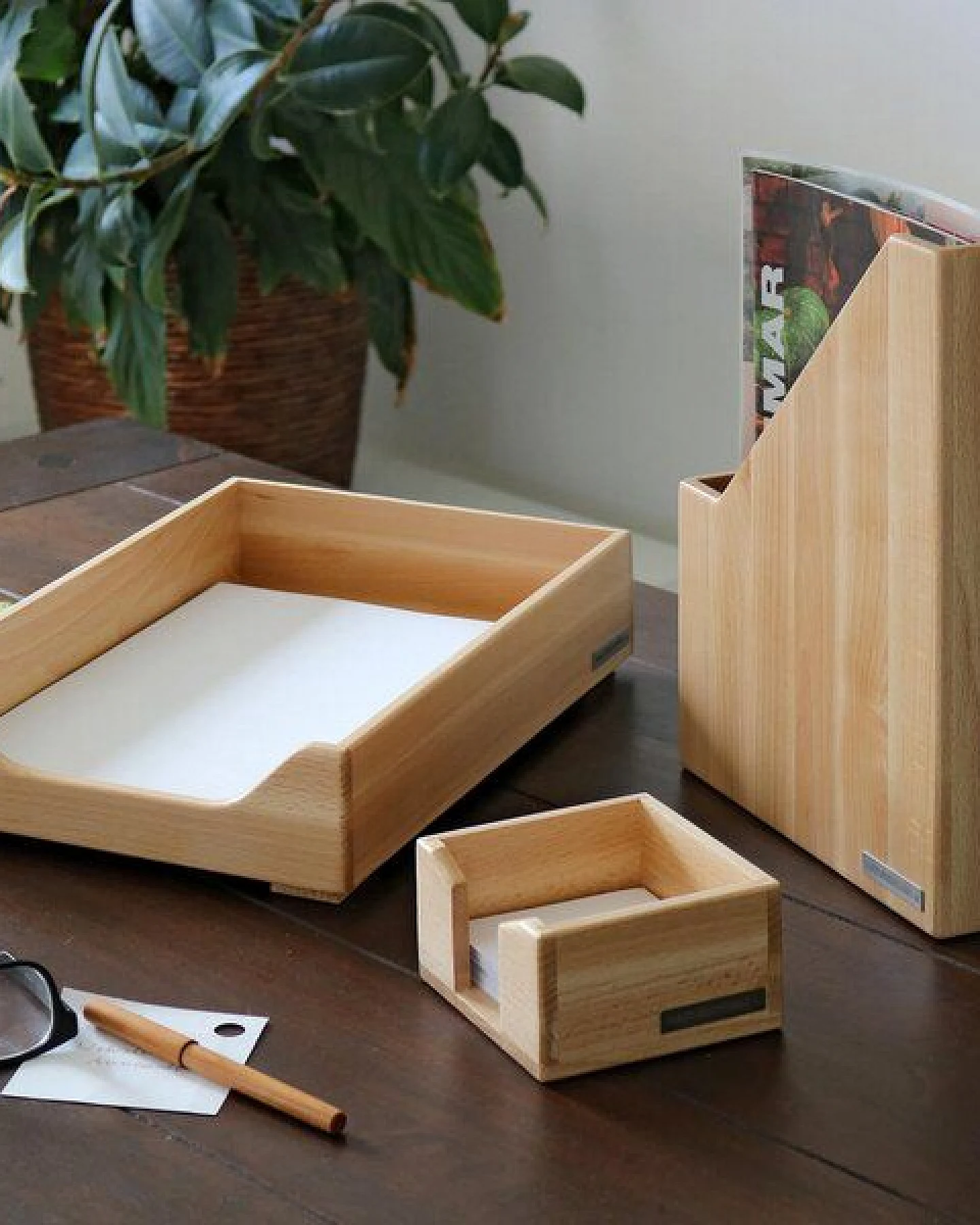 NATUREHOME Brief-Ablage ECO Holz natur geölt A4 35x24x7cm stapelbar – Ansicht 3