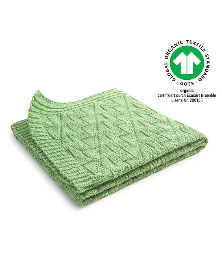 Sonnenstrick – Bio Baby-Strickdecke "Rautenmuster" (80 x 80 cm) 100 % Bio-Baumwolle