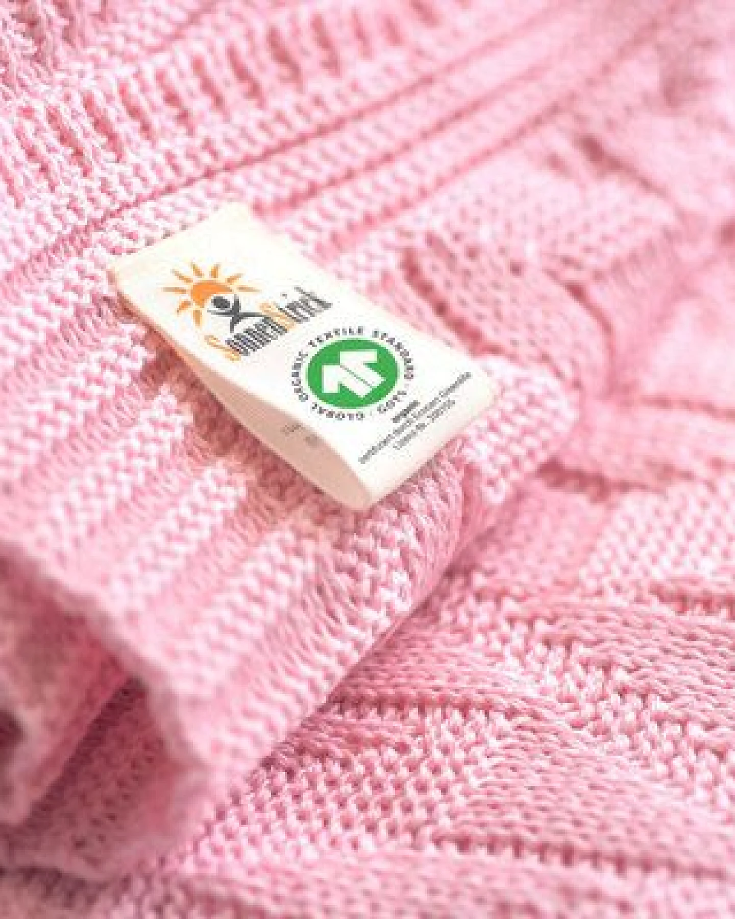 Sonnenstrick – Bio Baby-Strickdecke "Rautenmuster" (80 x 80 cm) 100 % Bio-Baumwolle – Ansicht 4
