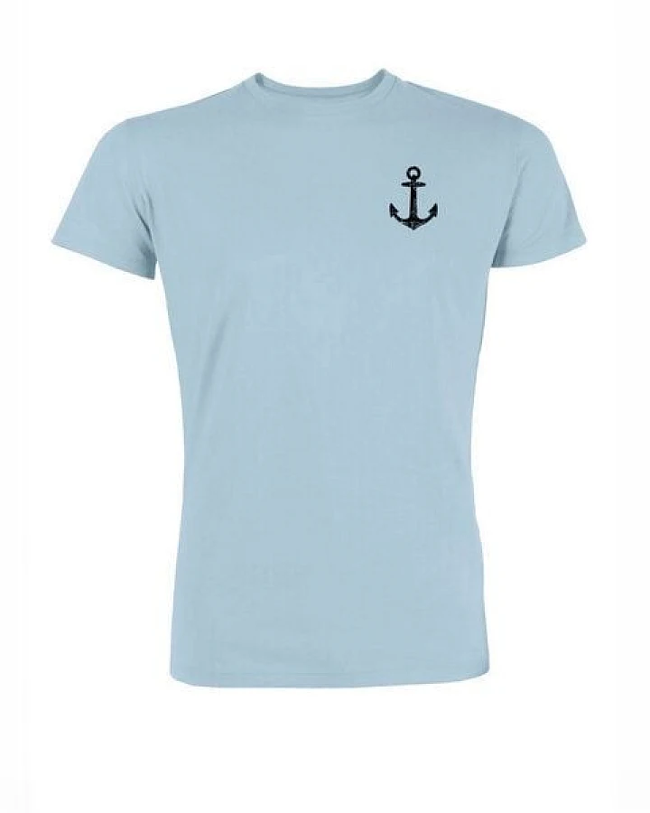 Human Family Bio Herren T-Shirt "Captain-little Anchor" in hellblau mit Anker Print