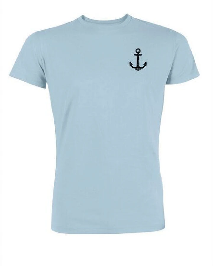 Human Family Bio Herren T-Shirt "Captain-little Anchor" in hellblau mit Anker Print