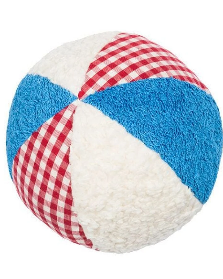 Efie Rassel Ball groß, weiß/blau, kbA (organic), Made in Germany