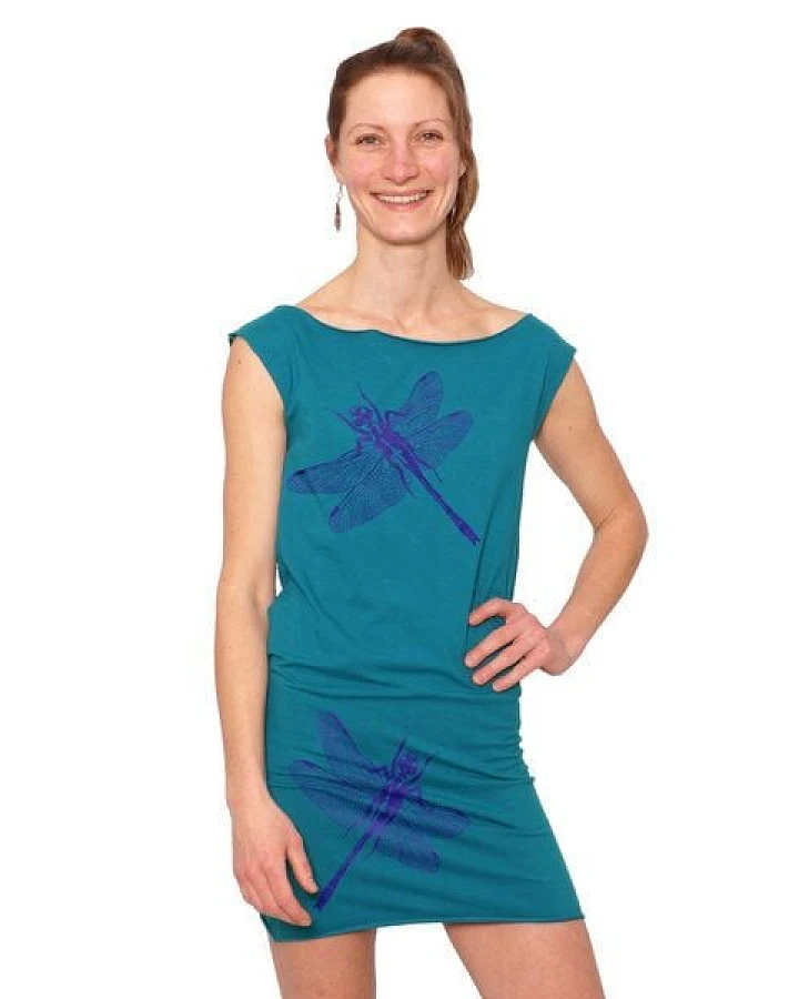 HANDGEDRUCKT "3Azurjungfern" Bio-Kleidchen