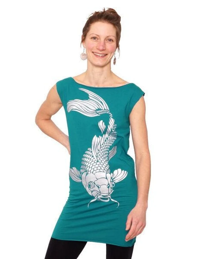 HANDGEDRUCKT "Koi03" Bio-Kleidchen