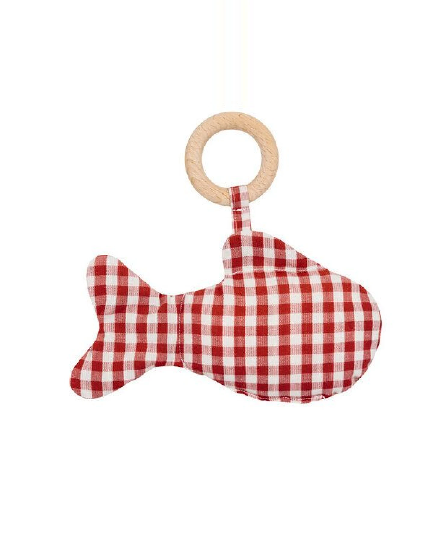 Efie Fisch blau, mit Rassel und Holzring, kbA (organic), – Ansicht 2