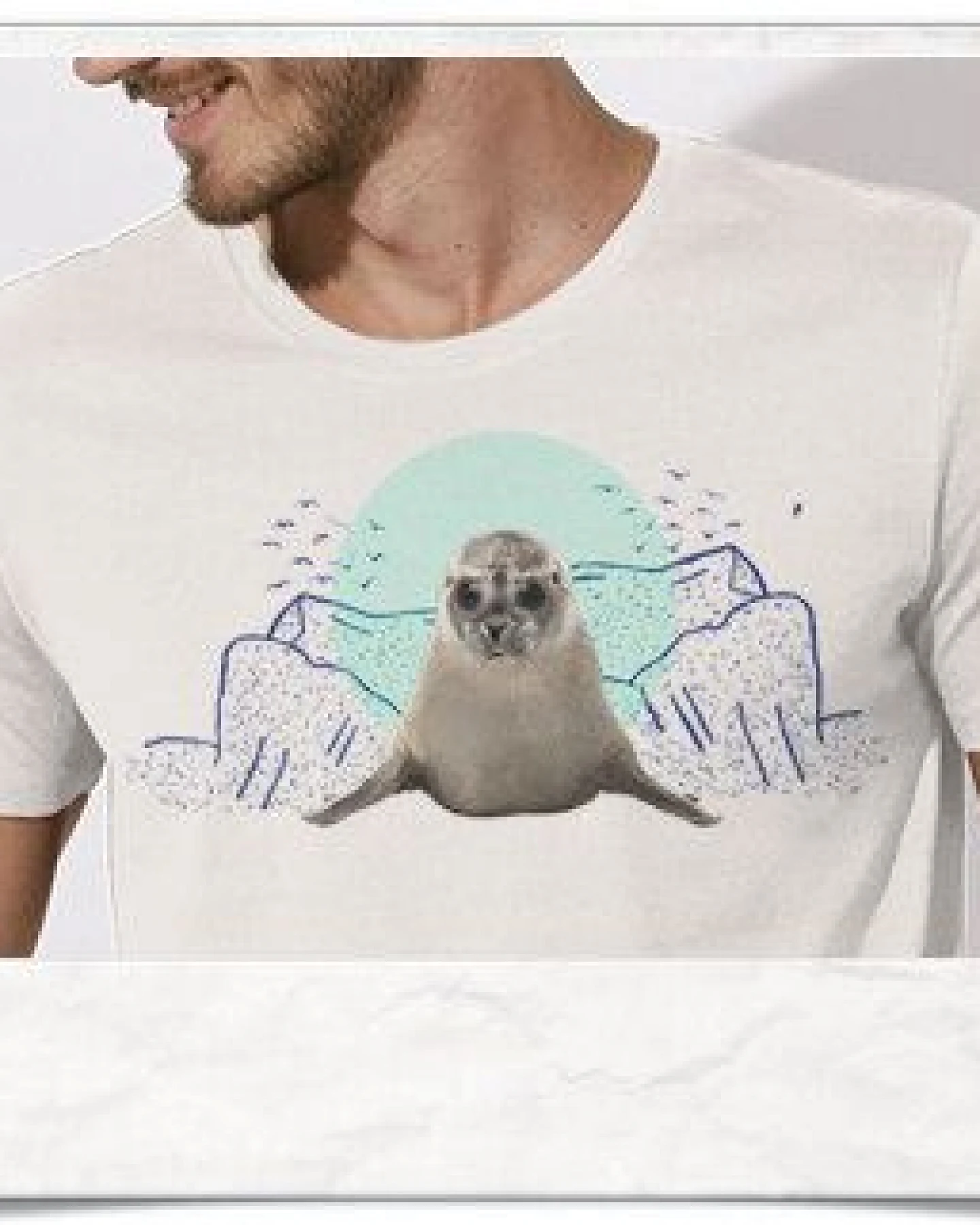 Picopoc Seehund T-Shirt für Männer in weiß – Ansicht 2