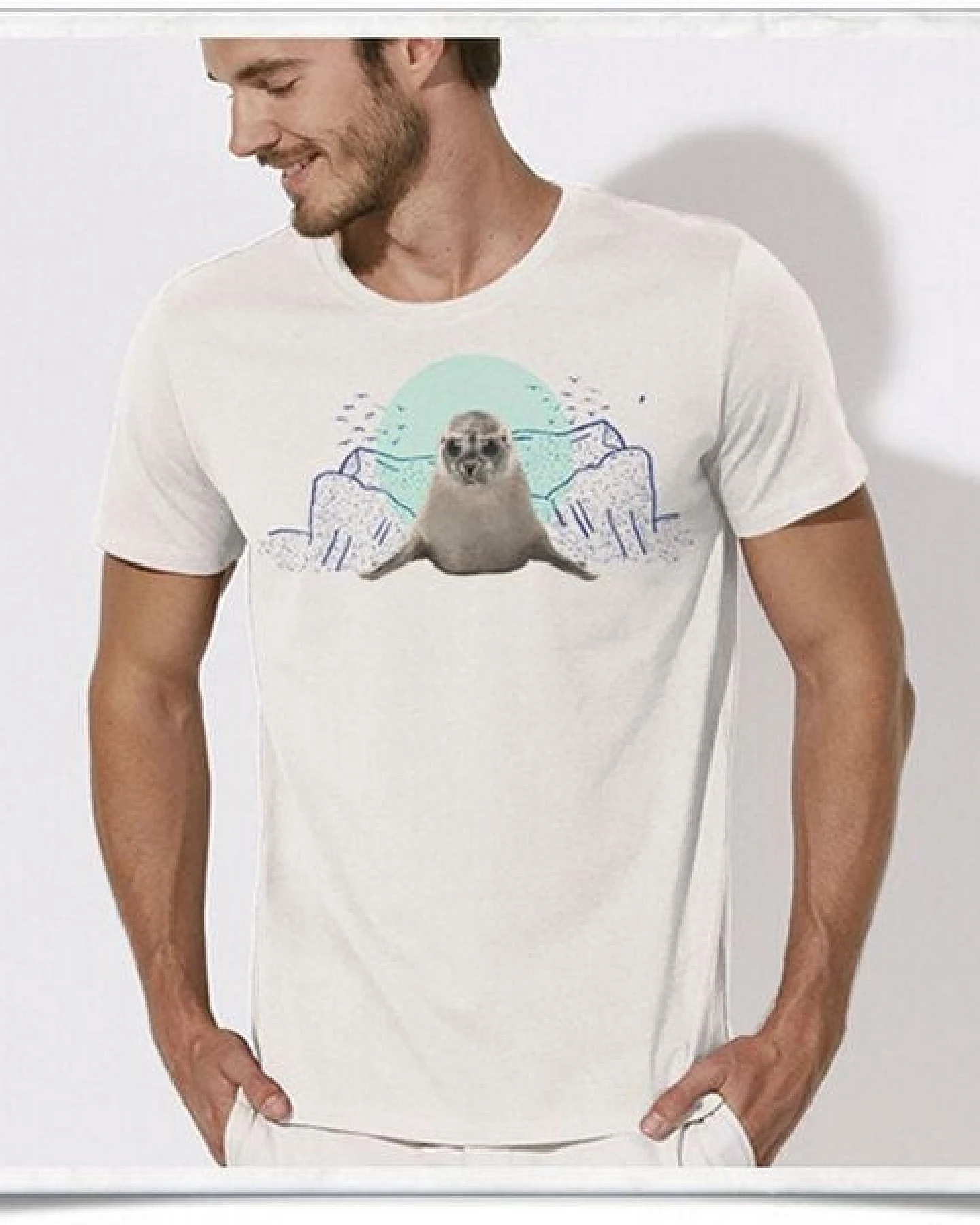 Picopoc Seehund T-Shirt für Männer in weiß – Ansicht 4