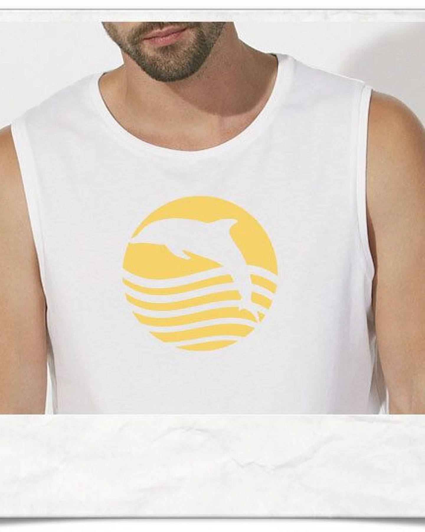 Picopoc Sonnenaufgang mit Delfin / Ärmelloses T-Shirt in weiß – Ansicht 2